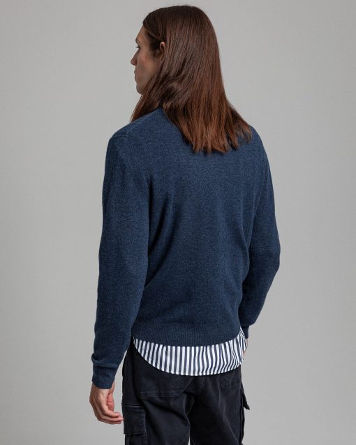 Gant Superfine Lambswool Crew Neck Jumper Dark Navy Melange