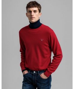 Gant Superfine Lambswool Crew Neck Jumper Bright Red