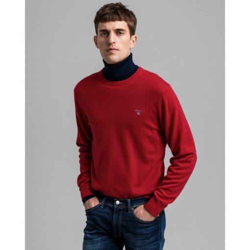 Gant Superfine Lambswool Crew Neck Jumper Bright Red
