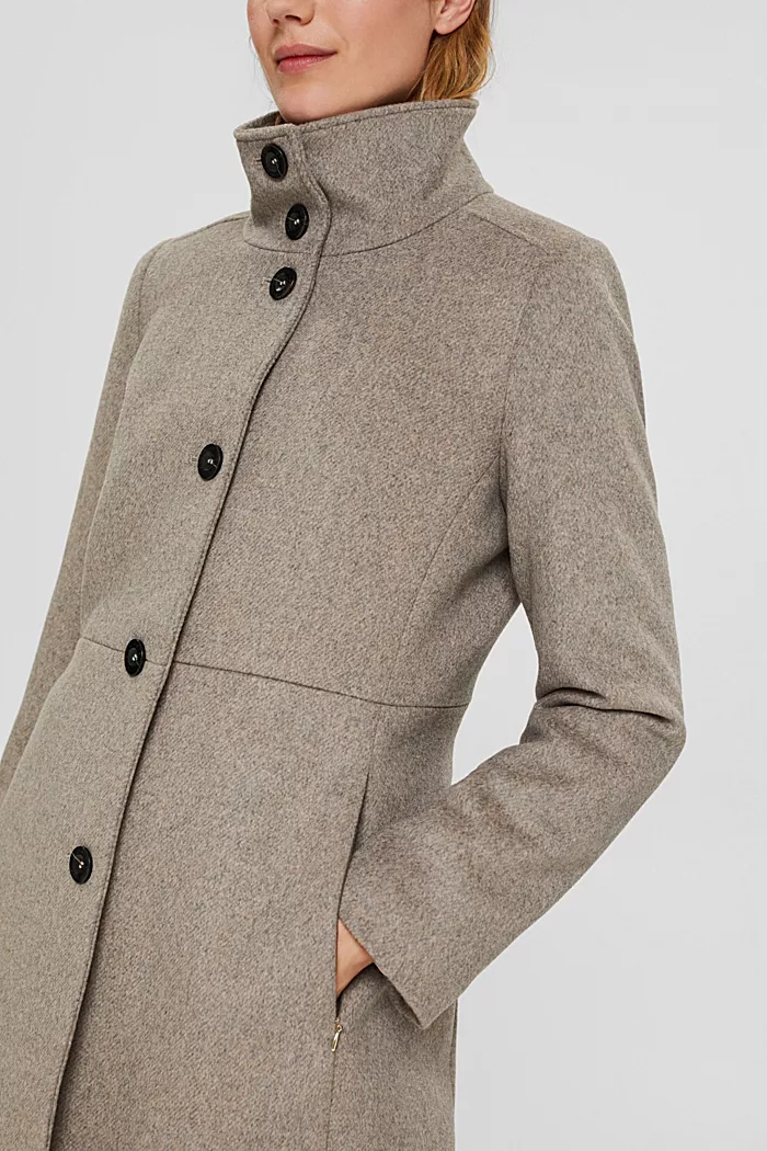 Buy Esprit Coat Taupe Melange Scandinavian Fashion Store