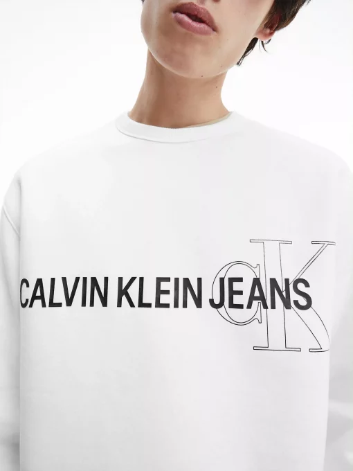 Calvin Klein Organic Cotton Logo Sweatshirt White