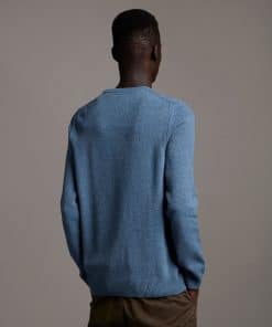 Lyle & Scott Crew Neck Lambswool Blend Jumper Slate Blue Marl