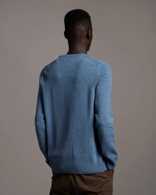 Lyle & Scott Crew Neck Lambswool Blend Jumper Slate Blue Marl