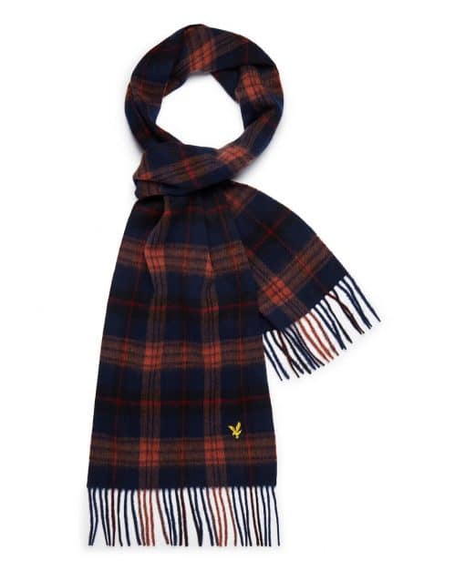 Lyle & Scott Tartan Lambswool Scarf Dark Navy