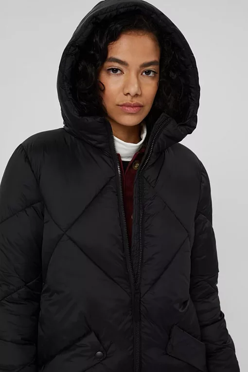 Esprit Long Quilted Coat Black