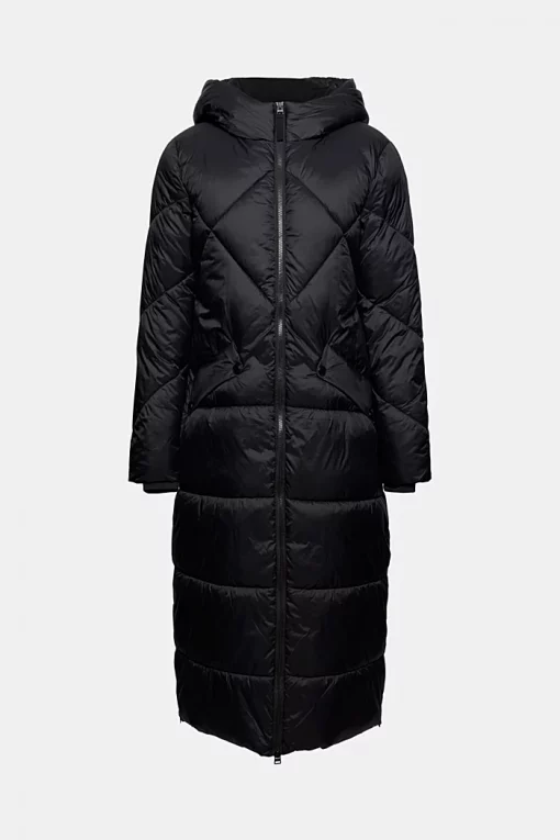 Esprit Long Quilted Coat Black