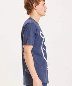 Knowledge Cotton Apparel Alder Basic Owl Tee Blue