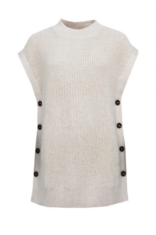 STI Riia Long Knit Vest Ecru