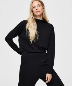 Selected Femme Sandra Merino Wool Jumper Black