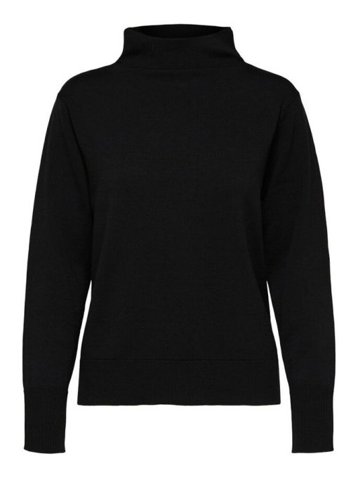 Selected Femme Sandra Merino Wool Jumper Black