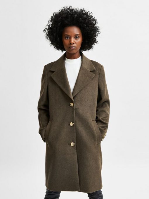 Selected Femme New Sasja Wool Blend Coat Tarmac