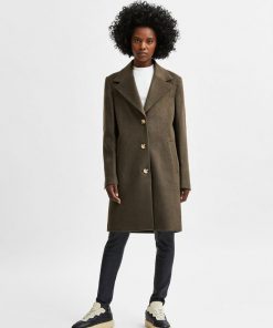 Selected Femme New Sasja Wool Blend Coat Tarmac