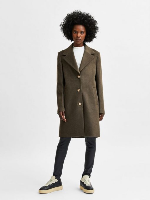 Selected Femme New Sasja Wool Blend Coat Tarmac
