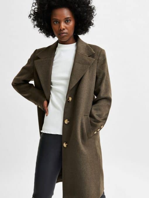 Selected Femme New Sasja Wool Blend Coat Tarmac