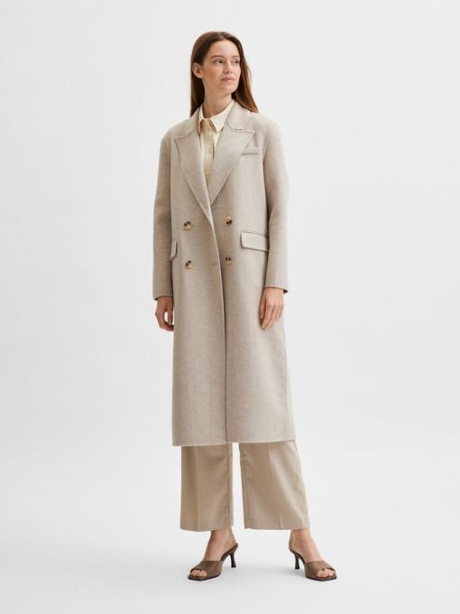 Selected Femme Tama Long Wool Coat Beige