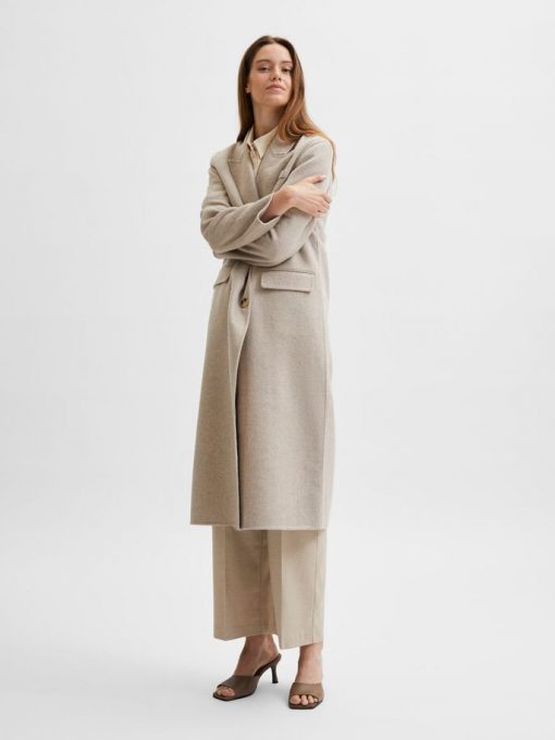 Selected Femme Tama Long Wool Coat Beige