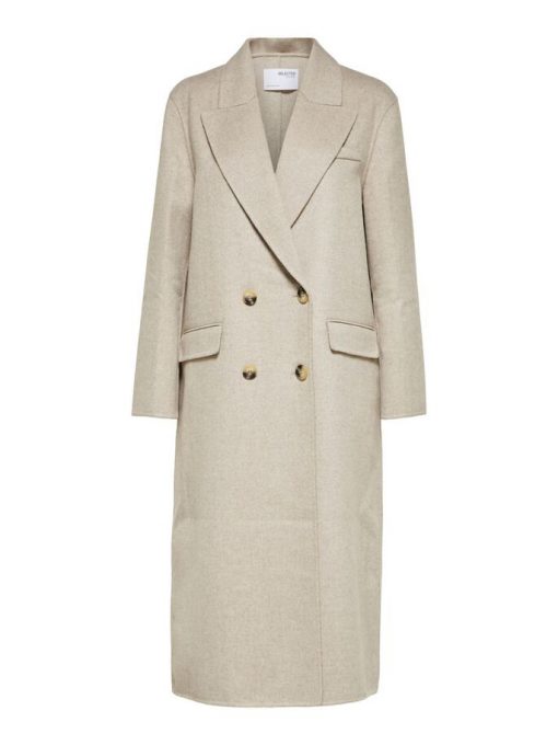 Selected Femme Tama Long Wool Coat Beige