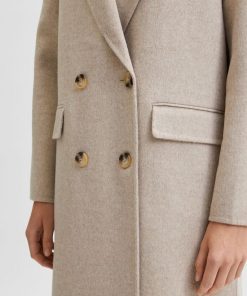 Selected Femme Tama Long Wool Coat Beige