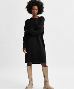Selected Femme Lulu Knit Dress Black