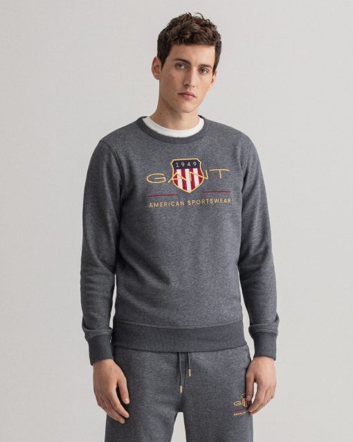 Gant Archive Shield C-Neck Antracite Melange