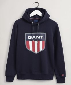 Gant Retro Shield Sweat Hoodie Evening Blue