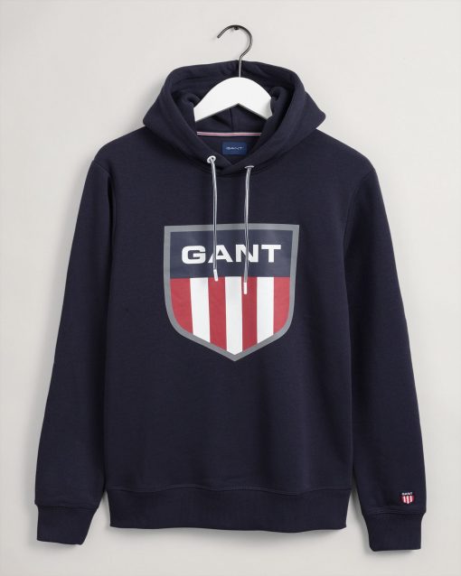 Gant Retro Shield Sweat Hoodie Evening Blue
