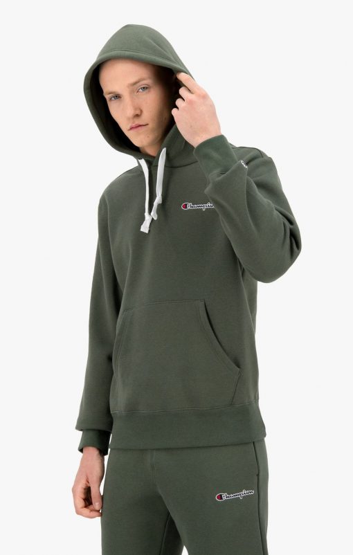 Champion Script Logo Hoodie Forest Green