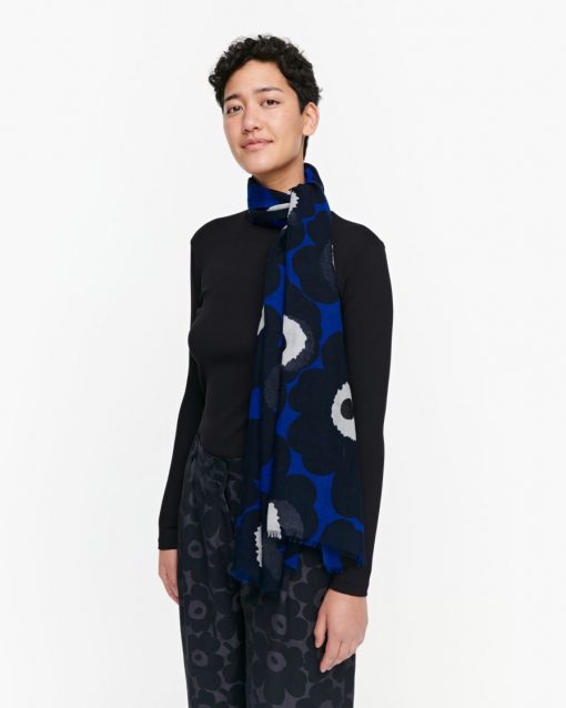 Marimekko Fiore Pieni Unikko Scarf Blue