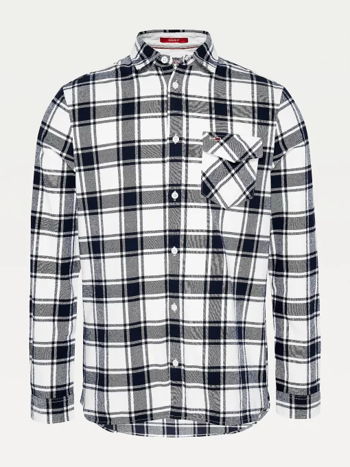 Tommy Jeans Check Flannel Plaid Shirt White Check