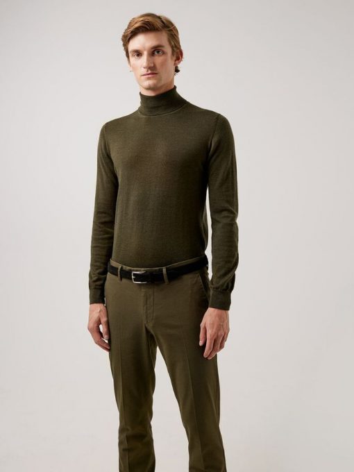 J.Lindeberg Lyd Merino Turtle Neck Sweater Seaweed Green