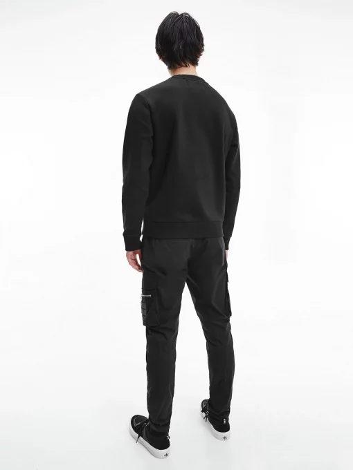 Calvin Klein Leather Monogram Logo Sweatshirt Black
