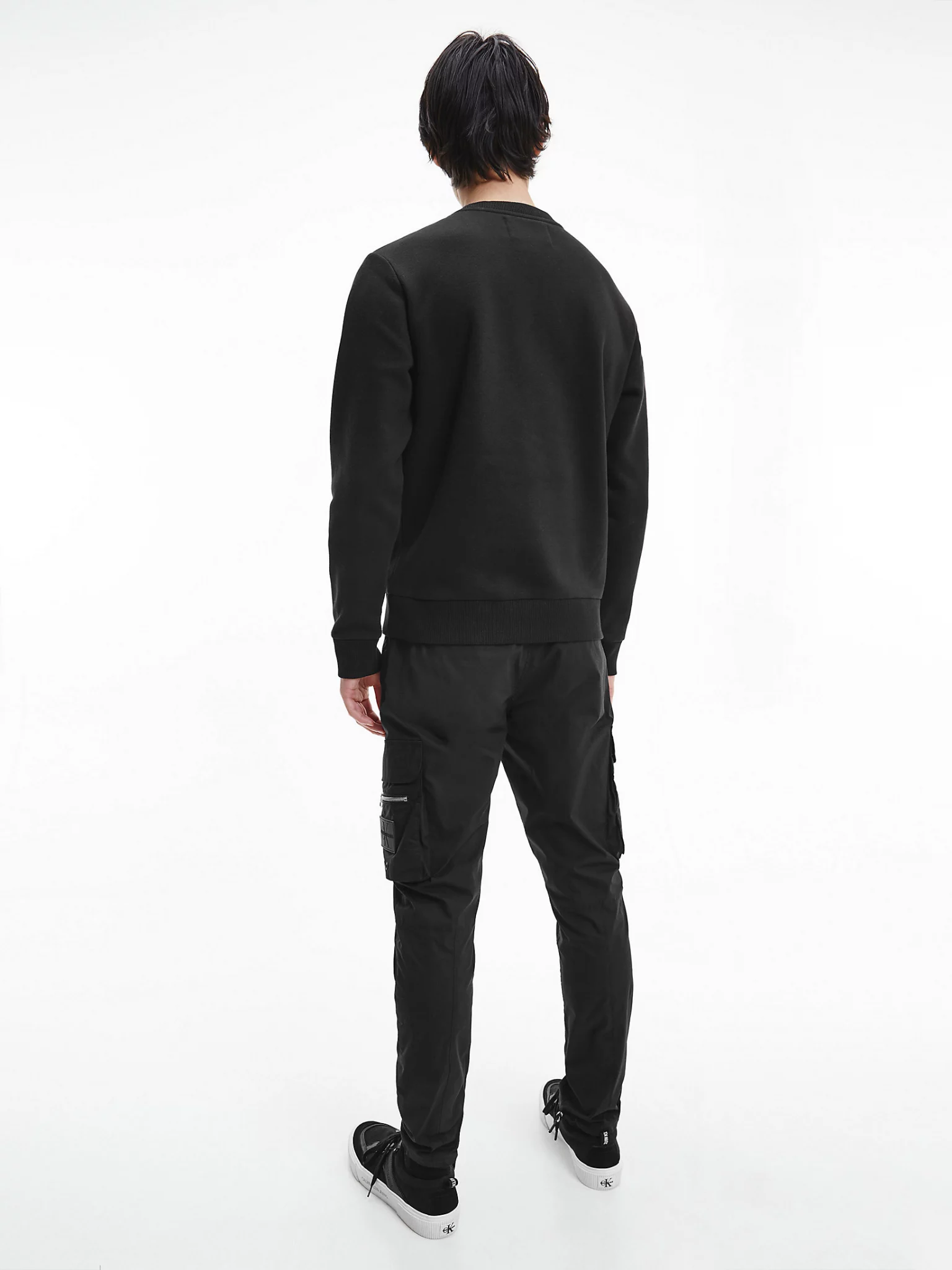 Buy Calvin Klein Leather Monogram Logo Sweatshirt Black