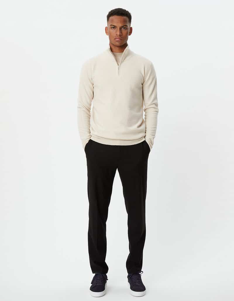Buy Edgar Half Zip Wool Knit Ivory - Scandinavian Fashion Store