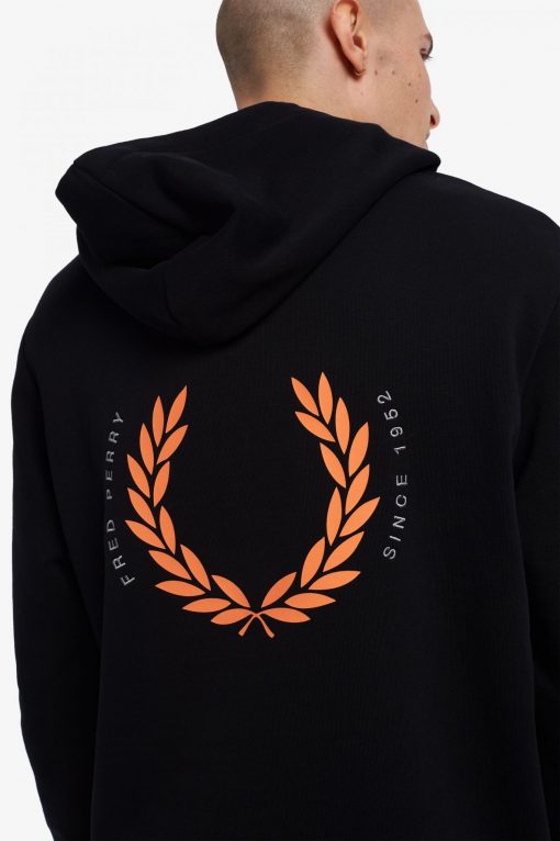 Fred Perry Laurel Wreath Hooded Sweatshirt Black