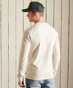Superdry Organic Cotton Long Sleeve Henley Top Parchment White