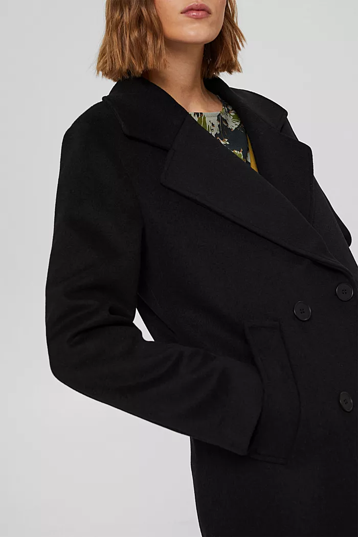 Buy Esprit Wool Blend Coat Black Scandinavian Fashion Store