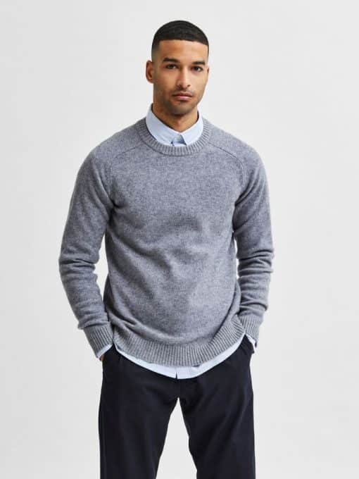 Selected Homme New Coban Lambswool Crew Medium Grey Melange