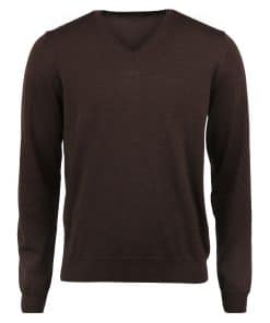 Stenströms Merino V-neck Elbow Patch Brown