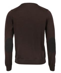 Stenströms Merino V-neck Elbow Patch Brown