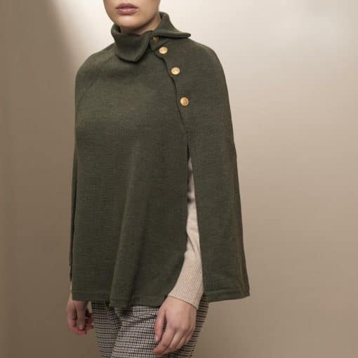 Stenströms Berta Merino Knit Poncho Green