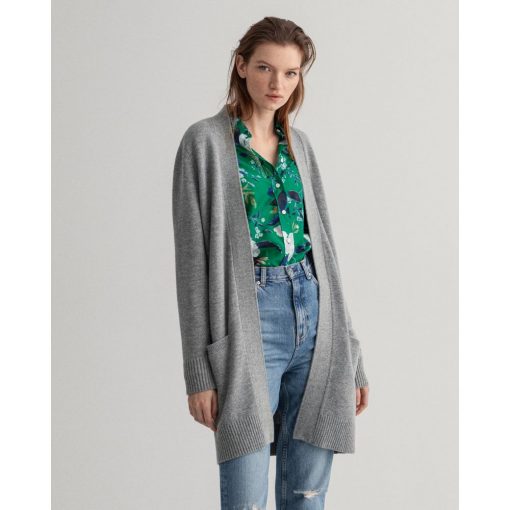 Gant Woman Long Wool Cardigan Grey Melange
