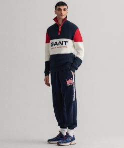 Gant Stripe Graphic Half Zip Sweater Marine