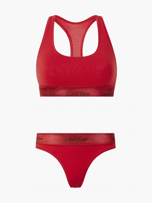 Calvin Klein Bralette & Thong Set Rustic Red