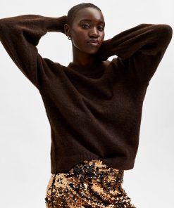 Selected Femme Balloon Sleeve Jumper Coffee Bean