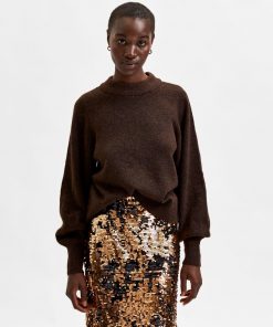 Selected Femme Balloon Sleeve Jumper Coffee Bean
