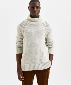 Selected Homme Dean Roll Neck Knit Egret