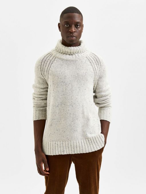 Selected Homme Dean Roll Neck Knit Egret