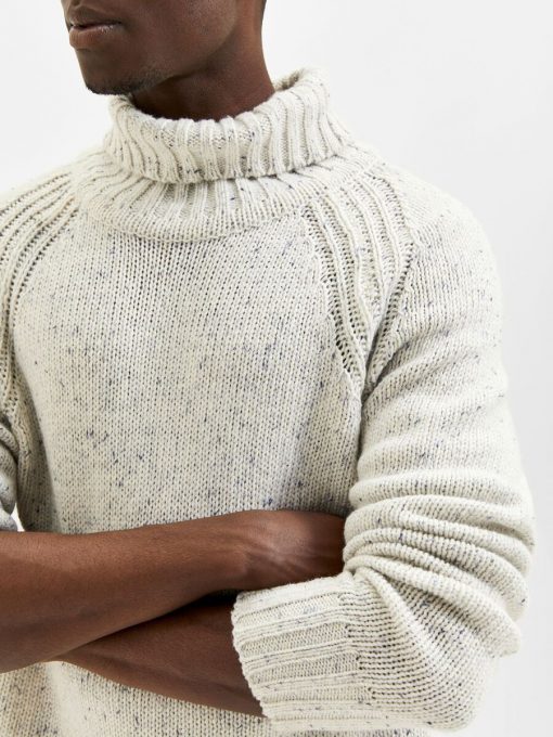 Selected Homme Dean Roll Neck Knit Egret