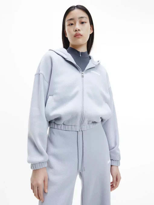 Calvin Klein Micro Flock Zip Through Marble Grey