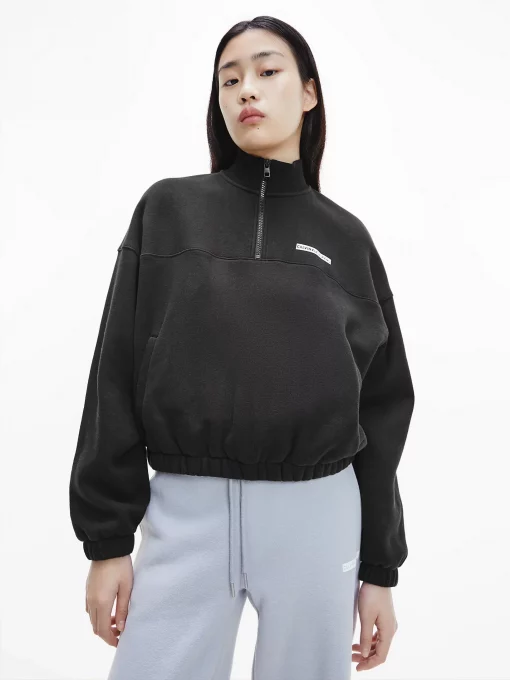 Calvin Klein Micro Flock Half Zip Black